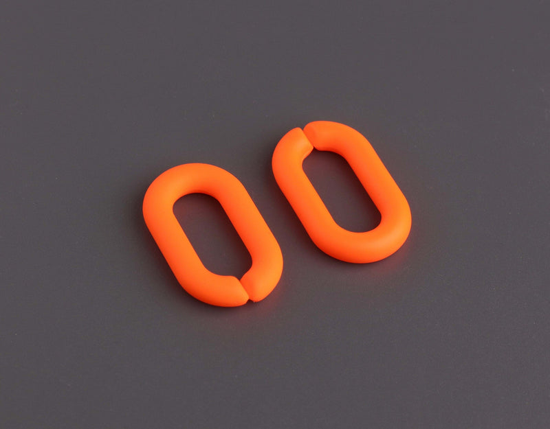 1ft Matte Neon Orange Acrylic Chain Links, 27 x 16mm, Ultra Smooth, Plastic Chain for Necklaces and Bracelets