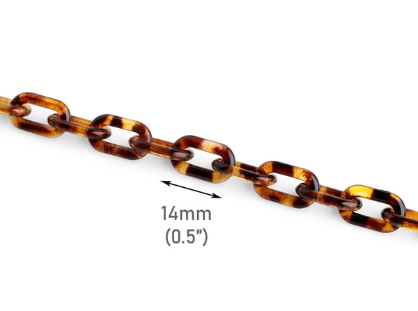 1ft Extra Small Tortoise Shell Chain with Paperclip Links, 14 x 8mm, Mini Size, Brown Acrylic Links
