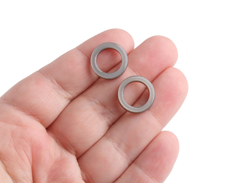 4 Small Ring Links in Light Grey, 15mm, Acetate Charms, Tiny Ring Bead with Big Hole