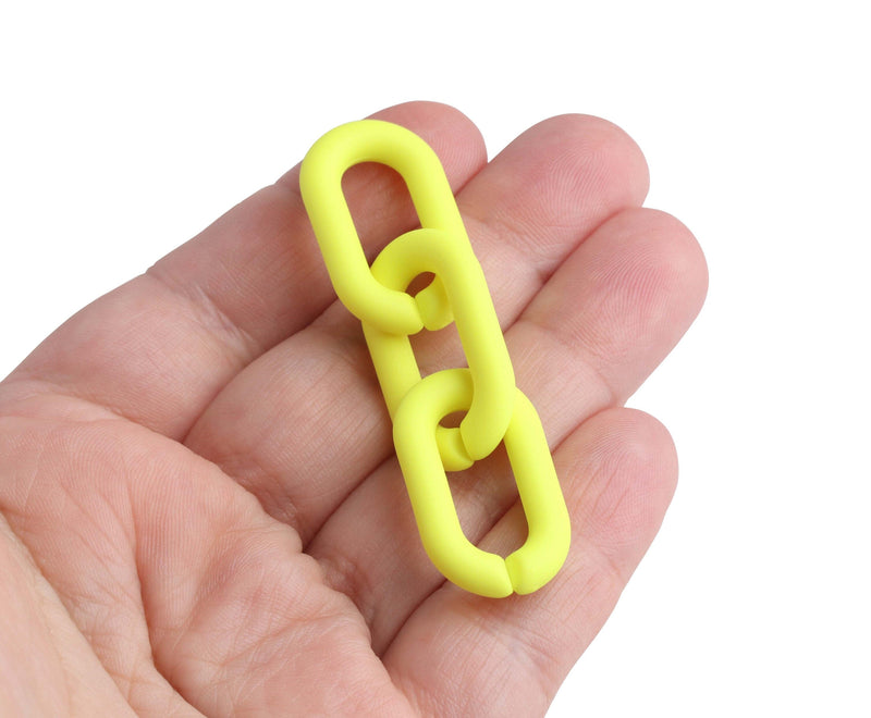 1ft Matte Neon Yellow, Chain Links, 27 x 16mm, Ultra Smooth, Plastic Chain for Necklaces and Bracelets