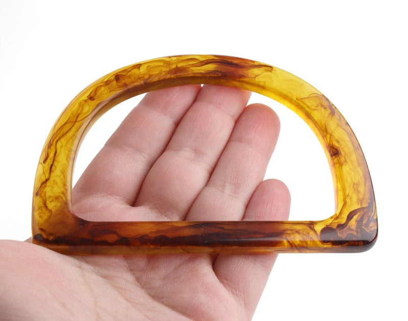 2 Tortoise Shell D Rings for Purses, Bag Handles and Hardware, Acrylic Plastic, Fits 3" Inch