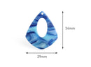 4 Dark Blue Teardrops, Wavy Stripes, Blue Tortoise Shell Beads, Wholesale Acetate Charm, Beachy Earrings, Flat Teardrop Charms, TD036-34-U09