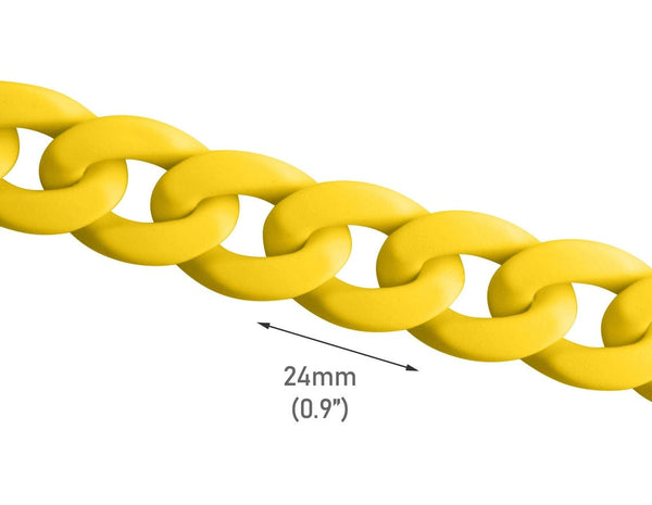 1ft Matte Yellow Plastic Chain Links, 24mm, For High End Statement Necklaces