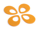 4 Butterscotch Orange Teardrop Charms, Chunky Earring Drop Pieces, Lightweight, Acrylic Plastic, 38 x 30mm