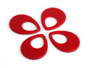 4 Maroon Red Teardrop Pendants, Blanks for Earring Pieces, Acrylic Plastic, 38 x 30mm
