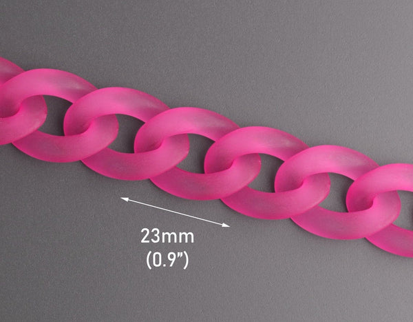 1ft Frosted Hot Pink Chain Links, 23mm, Gyaru Fashion, For Sunglasses Chains