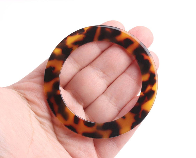 2 Tortoise Shell Ring Links, Plastic O Ring Connectors for Purse Straps, Swimsuits and Jewelry Necklaces, 2.8" Inch