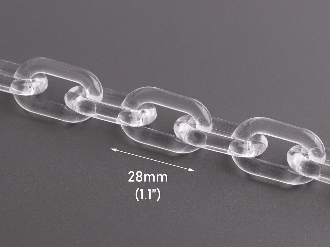 1ft Small Clear Acrylic Chain, 13.5mm, Long Continuous Length, For  Decoration