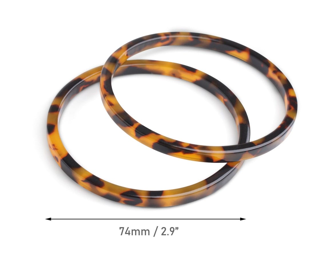 2 Tortoise Shell Ring Links, Angle Cut, Large Oval Connector, Purse St