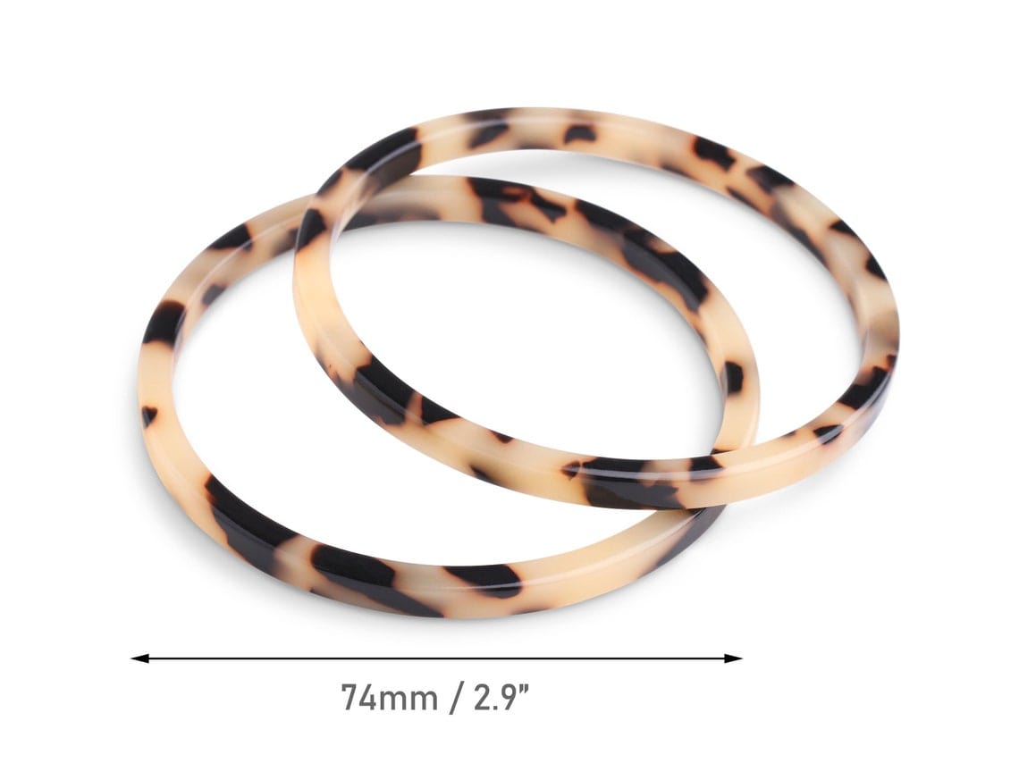 1 Blonde Tortoise Shell Ring, Large Flat O-Rings for Purse Hardware,  Swimsuit Ring Connectors, Acetate, 2.9