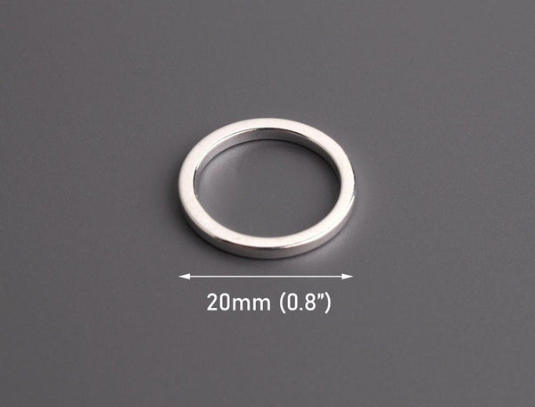 4 Round Ring Link Beads in Silver Plated, Small O Rings for Purses and Jewelry, Flat Washer Hardware, Metal Brass, 20mm