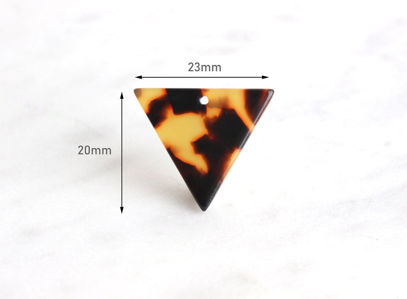 4 Upside Down Triangle Charms, Tortoiseshell, Cellulose Acetate, 23 x 20mm