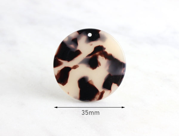 4 Blonde Tortoise Shell Circle Pendant, Great for Earring Blanks, Cellulose Acetate Shapes, 35mm