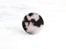 4 Flat Circle Moon Beads, Astronomy Jewelry Cosmos, Lunar Cycle, White Tortoise Shell, Acrylic Marble Charm, Super Moon Cabs LAK012-25-WT