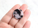 4 Flat Circle Moon Beads, Astronomy Jewelry Cosmos, Lunar Cycle, White Tortoise Shell, Acrylic Marble Charm, Super Moon Cabs LAK012-25-WT