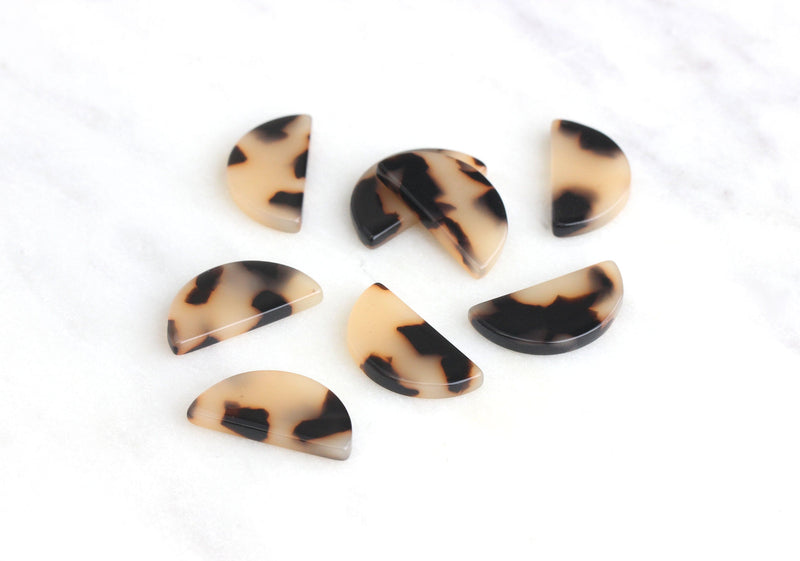 4 Blonde Tortoise Shell Half Moon Shapes 20x10 mm, Faux Turtle Shell Cellulose Acetate Earrings Tortoise Cabs Pale Yellow Beads LAK006-20-BT