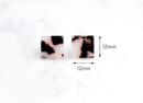 4 Little Square Studs Earring Blanks Acrylic, Flat Square Beads Black White Studs Tortoise Shell Supply, Beads Picasso Finish LAK024-12-WT