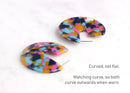 Acetate Earring Findings, 1 Pair, Blue Pink Yellow Clear, Acrylic Earring Blanks, Large Tortoise Hoops, Chunky Hoop Earrings, EAR025-43-UPY