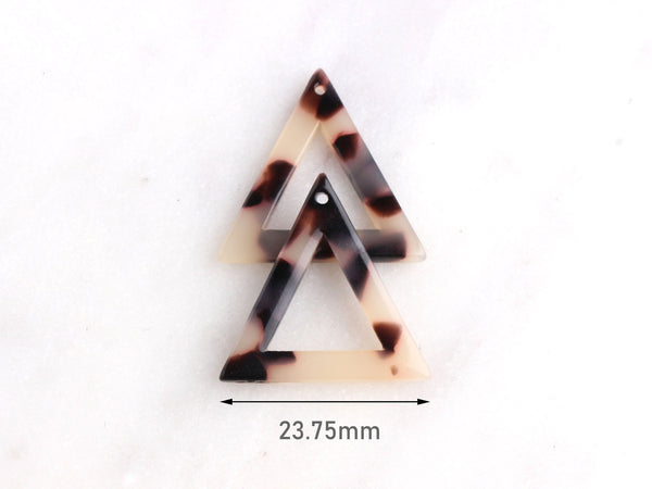 4 Blonde Tortoise Shell Large Triangle Charm, Cellulose Acetate Shapes, Thin Triangle Open, Wholesale Acetate, Light Beige Beads TR008-26-WT