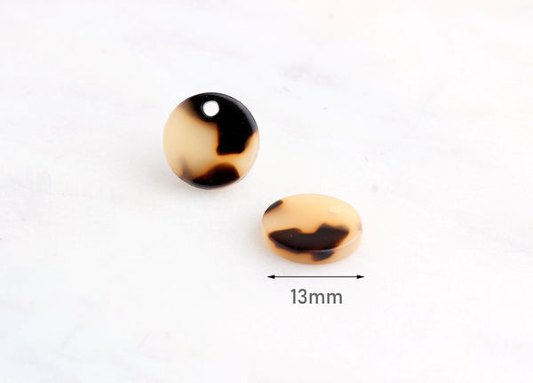4 Sequin Charms in Yellow Tortoise Shell, Earring Parts, Tiny Circle Charm Dot, Yellow Acetate Acrylic, Small Round Blanks, CN044-13-BT
