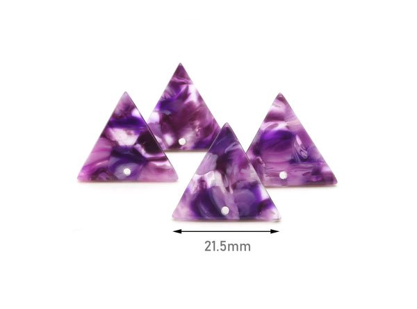 4 Transparent Purple Triangles, Big Triangle Charm, Inverted Triangle, Dark Purple Earring Parts, Purple Tortoise Shell Beads, TR017-21-PL01