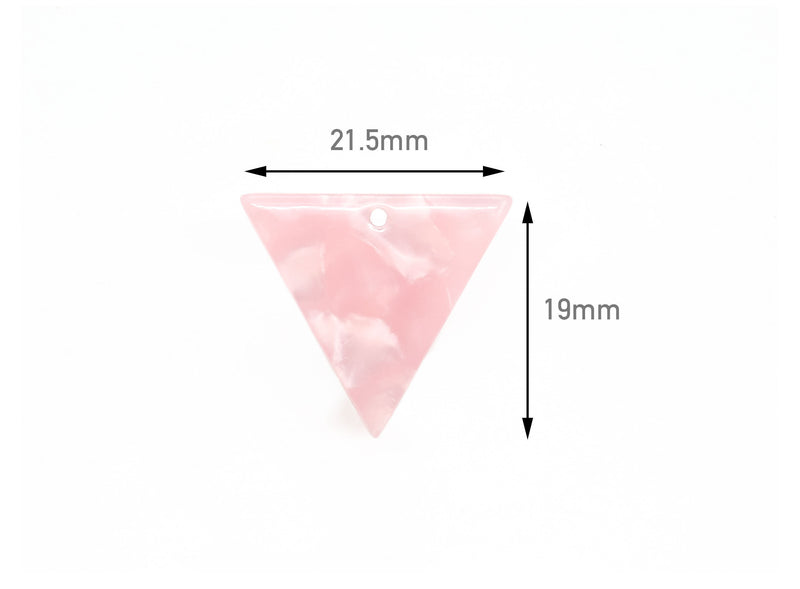 4 Inverted Triangle Charms, Blush Pink Marble, Pastel Colors, Cellulose Acetate, 21.5 x 19mm