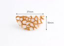 2 White and Gold Half Moon Pendants, Dragon Scale Marble, Cellulose Acetate, 37 x 18mm