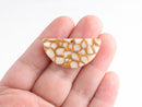 2 White and Gold Half Moon Pendants, Dragon Scale Marble, Cellulose Acetate, 37 x 18mm