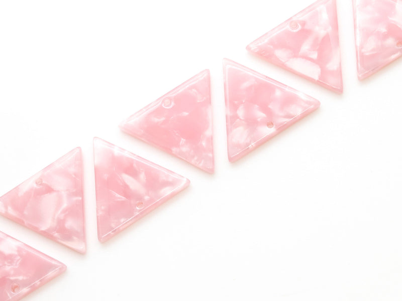 4 Inverted Triangle Charms, Blush Pink Marble, Pastel Colors, Cellulose Acetate, 21.5 x 19mm