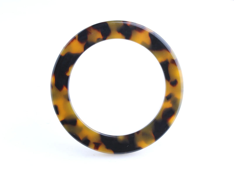 1 Plastic O Ring in Tortoise Shell, Round Connector, Great for Bikini Tops and Swimsuit Rings, Cellulose Acetate, Thickness: 6mm, Diameter: 2.75" Inch