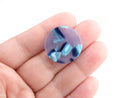 4 Translucent Blue Tortoise Shell Beads, Plastic Circle Blank, Flat Disc Bead, 1 Inch Discs, Flat Circle Charm, Keychain Blanks, CN114-25-U03