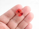 4 Small Circle Tags, Red Tortoise Shell Bracelet Charms, Red Marble Beads, Smooth Circle, Acrylic Acetate Earring Blanks, CN140-15-RD01