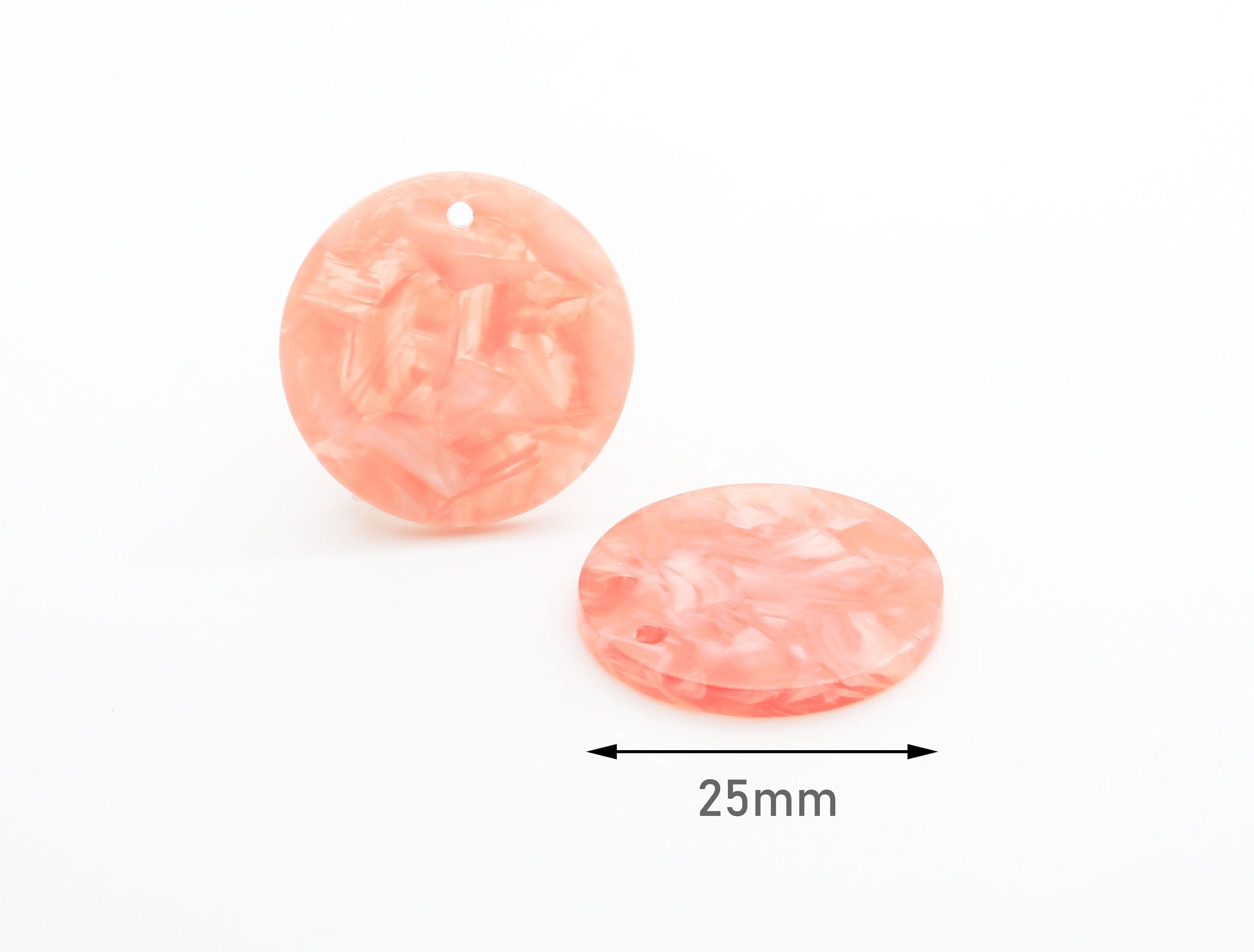 4 Coral Pink Charms, Light Pink Teardrops, Peach Acrylic Acetate Earri