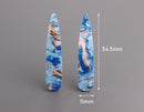 4 Thin Stick Charms in Light Blue Pink Marble, Extra Long Pendant Dangles, DIY Bridesmaid Earrings, Abstract Earring Parts, TD043-54-IM04