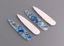 4 Thin Stick Charms in Light Blue Pink Marble, Extra Long Pendant Dangles, DIY Bridesmaid Earrings, Abstract Earring Parts, TD043-54-IM04