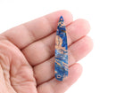 4 Thin Stick Charms in Light Blue Pink Marble, Extra Long Pendant Dangles, DIY Bridesmaid Earrings, Abstract Earring Parts, TD043-54-IM04