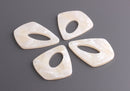 4 Pearl White Snakeskin Print Teardrop Findings, Gold Glitter Acrylic Earring Blank, Albino Python, Flat Rhombus Diamond Shape, TD050-38-W09