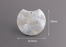 2 Silver Snakeskin Half Circle Findings, Silver Pearl Acrylic Disc, Pale Grey Crocodile Skin Print, Large Half Moon Pendant, CN198-37-GY03