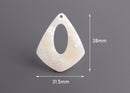 4 Pearl White Snakeskin Print Teardrop Findings, Gold Glitter Acrylic Earring Blank, Albino Python, Flat Rhombus Diamond Shape, TD050-38-W09