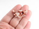 2 Semicircle Pendants in Pink Cherry Blossom, Cellulose Acetate, 37x18mm