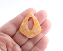 4 Orange Snakeskin Print Charms, 1.5" Inch, Open Teardrop Findings, Resin Pendulum, Diamond Shape Beads, Gold Glitter Acrylic, TD058-38-OG03