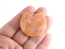 2 Orange Snakeskin Half Circle Findings, Rounded Beads Animal Print, Half Moon Pendant, Gold Glitter Acrylic Earring Blanks, CN208-37-OG03