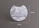 2 Fog Gray Tortoise Shell Circle Pendant, Lasercut Acrylic Half Circle Finding, Light Pearl Resin, Silver Tortoiseshell Bead, CN212-37-GY04