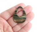 4 Sage Green Teardrop Beads, Laser Cut Acrylic Earring Blanks, Acetate Charms, 1.5" Inch, Tortoise Shell Supply Findings, TD061-37-GN07