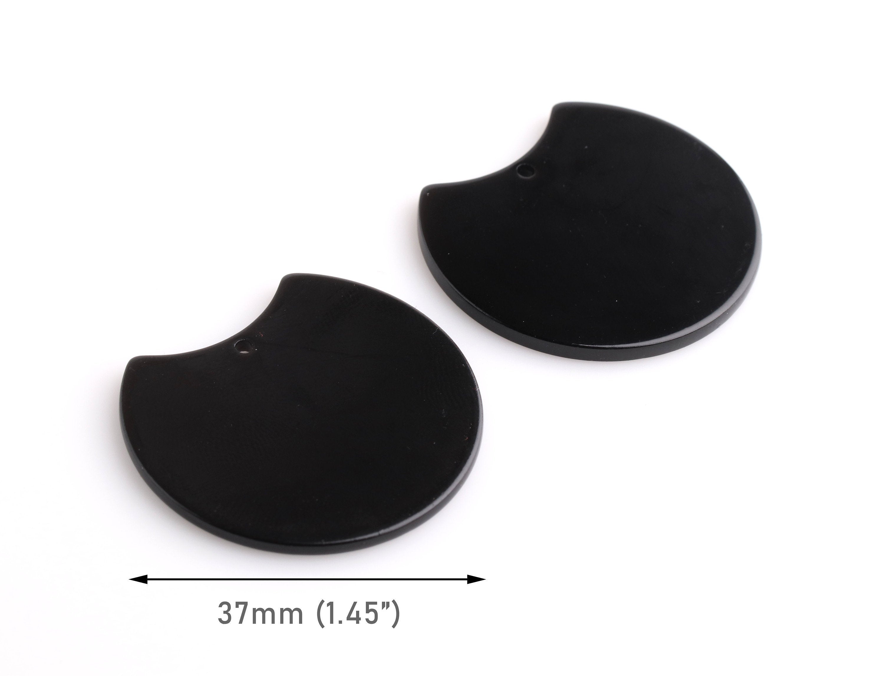 ファルファーレ　ブラック24.5cm 2 Black Half Circle Beads, 37x33.5mm, Monogram Beads for