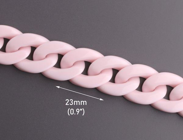 1ft Blush Pink Acrylic Chain Links, 23mm, Milennial Pink, For Pastel Chunky Necklaces
