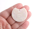 2 Iridescent White Half Circle Blanks, 37 x 33.5mm, Plastic Resin Pendants, Acrylic Earring Blanks, Half Moon Earring Findings, HC013-37-W19