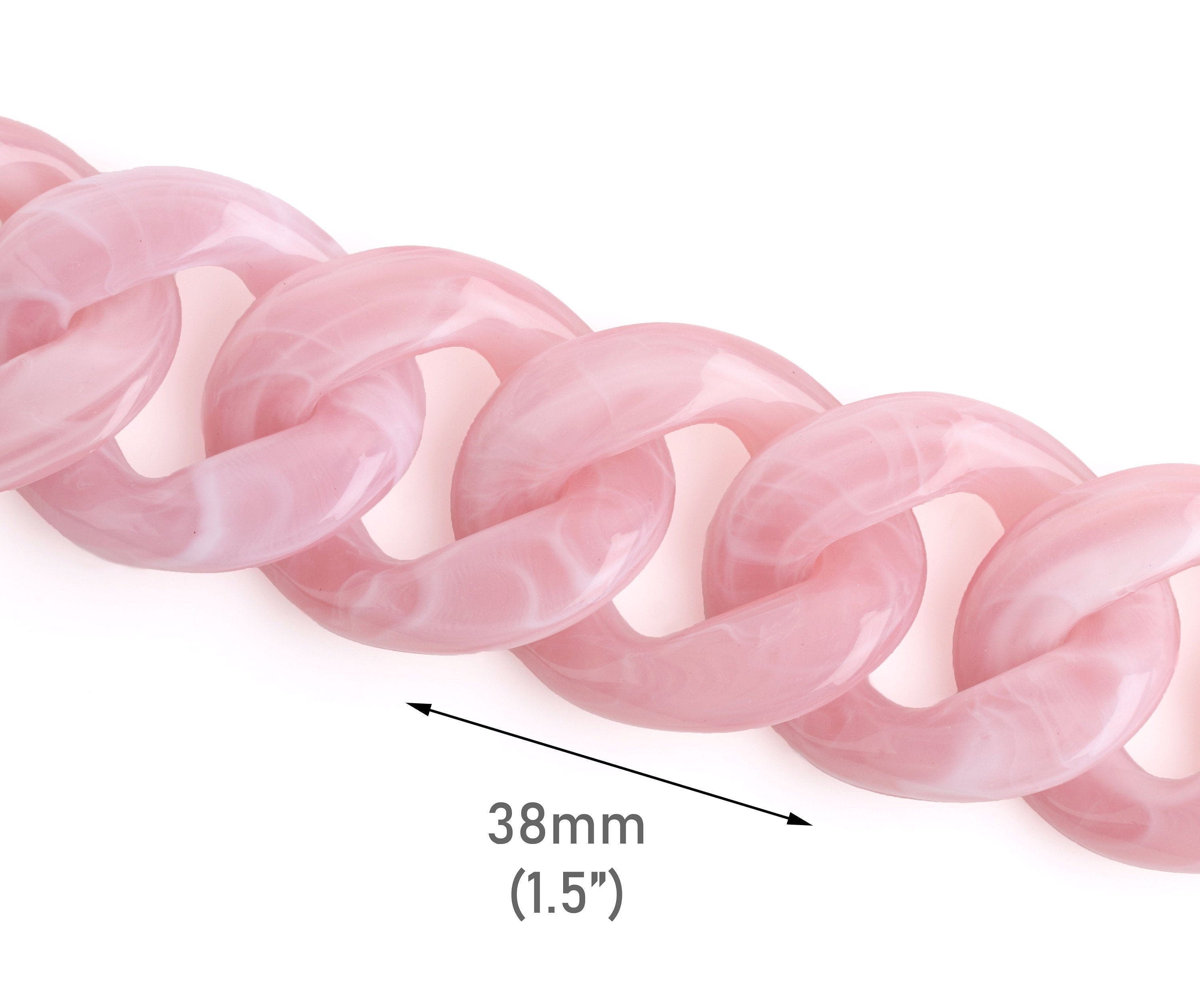 1ft Pastel Pink Plastic Chain Links, 23x17mm DIY Craft Chain