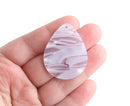 4 Large Teardrop Pendants in Silver Tortosie Shell, 1.5" Inch, Flat Teardrops for Earrings, Blank Acetate Charms, Pearl Gray, TD074-40-GY04