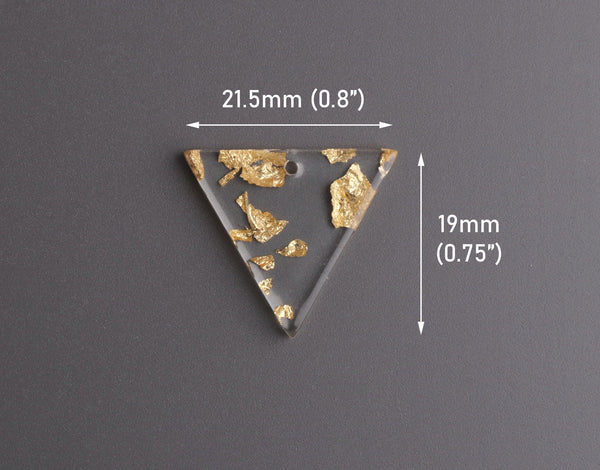4 Triangle Earring Charms with Gold Flecks, 21.5 x 19mm, Designer Charms, Transparent Acrylic Beads, Tortoise Shell Supply, TR027-22-CGF